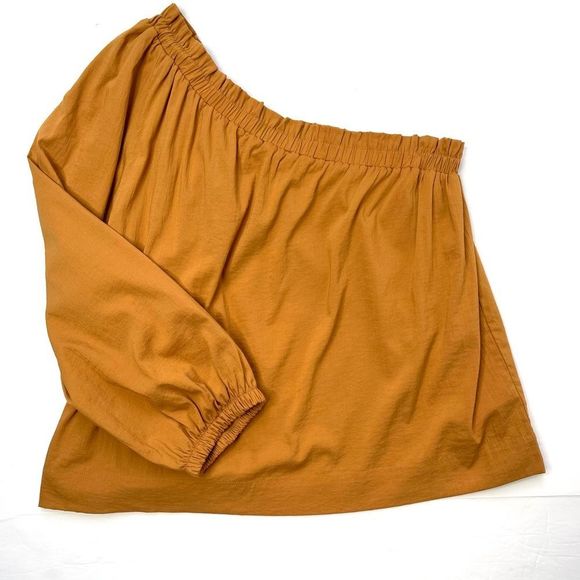 Evereve Shane One Shoulder Top Burnt Gold Size Large - Picture 3 of 12